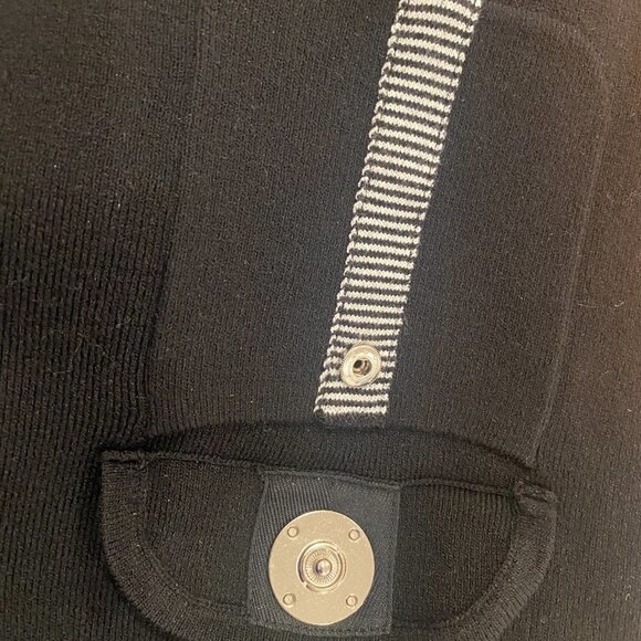 Y2k JONES NEW YORK BLACK & WHT 3/4 SLEEVE OVERSIZED SWEATER SNAP CLOSURE NWOT XL - Picture 5 of 8